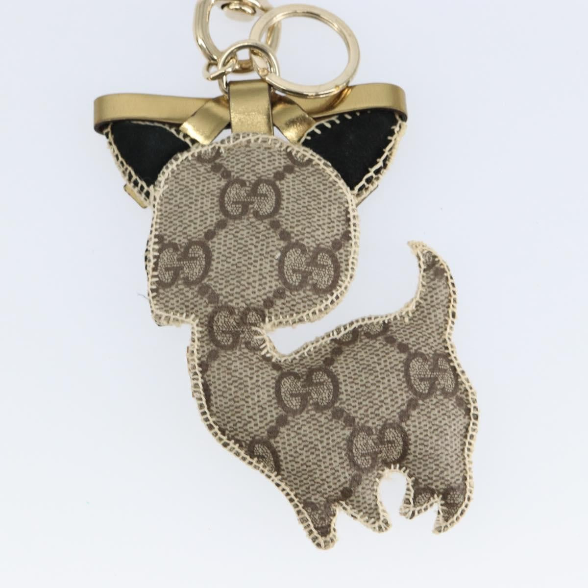 Gucci Dog Keychain GG Coated Canvas, BEIGE, CANVAS, Charms and Keychains