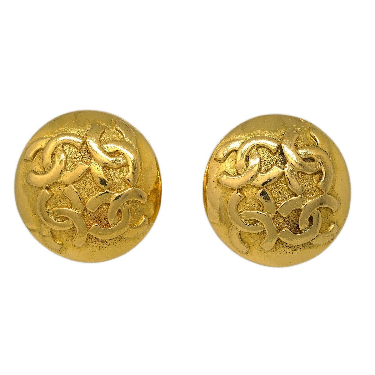 Chanel CC Round Earrings Metal, GOLD, GOLD_PLATED, Earrings