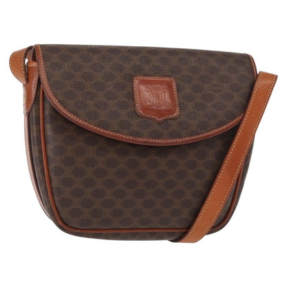 Celine Vintage Macadam Shoulder Bag Canvas and Leather, BROWN, CANVAS, Shoulder bag