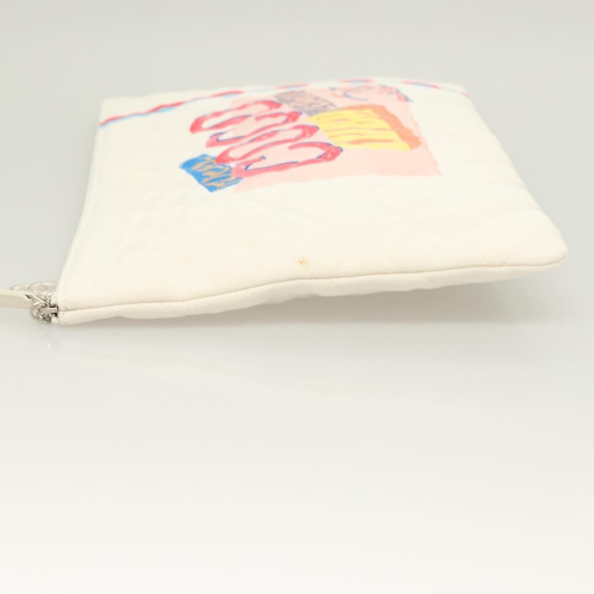 Chanel Coco Cuba Pouch Printed Quilted Canvas, WHITE, CANVAS, Clutche & pouche