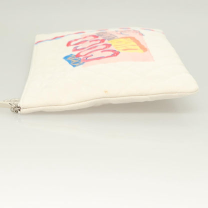Chanel Coco Cuba Pouch Printed Quilted Canvas, WHITE, CANVAS, Clutche & pouche