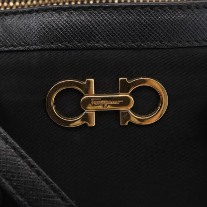 Salvatore Ferragamo Gancini handbag Nylon, BLACK, NYLON, Handbag