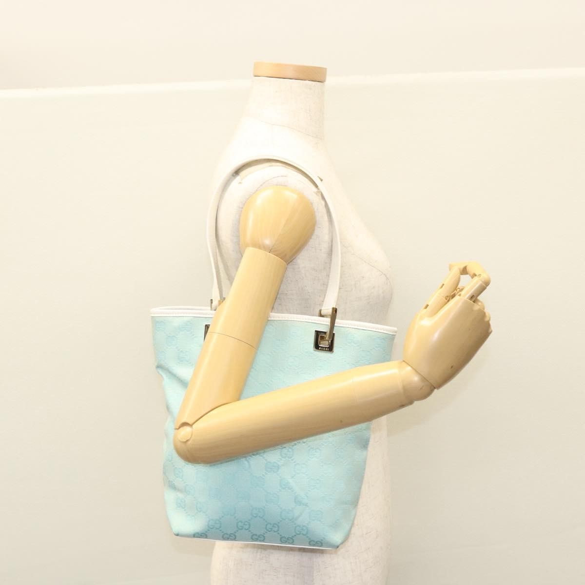 Gucci Vintage Bucket Shopping Tote GG Canvas, BLUE, CANVAS, Tote bag