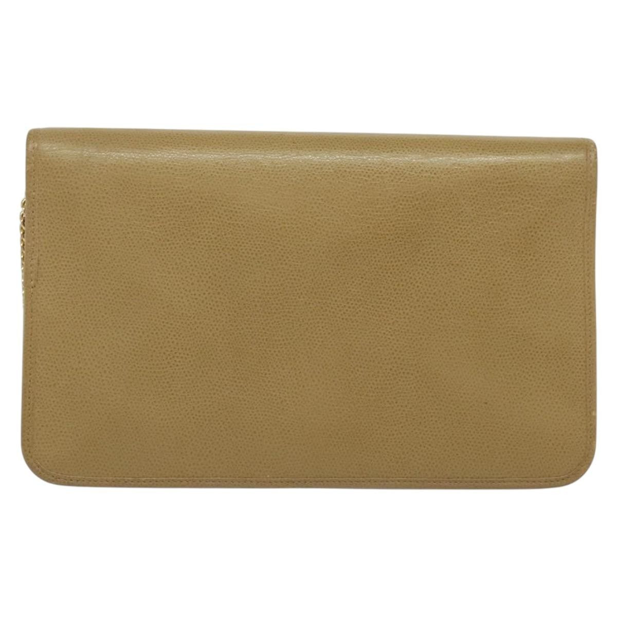 Christian Dior Vintage Chain Flap Shoulder Bag Leather, BEIGE, LEATHER, Shoulder bag