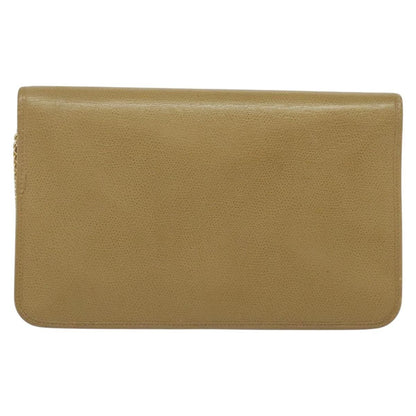 Christian Dior Vintage Chain Flap Shoulder Bag Leather, BEIGE, LEATHER, Shoulder bag
