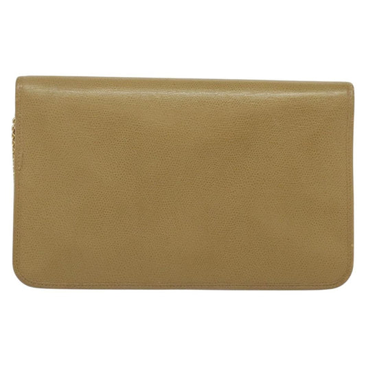 Christian Dior Vintage Chain Flap Shoulder Bag Leather, BEIGE, LEATHER, Shoulder bag