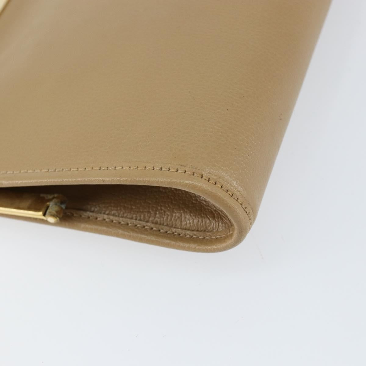 Christian Dior Logo Pouch Leather, BEIGE, LEATHER, Clutche & pouche