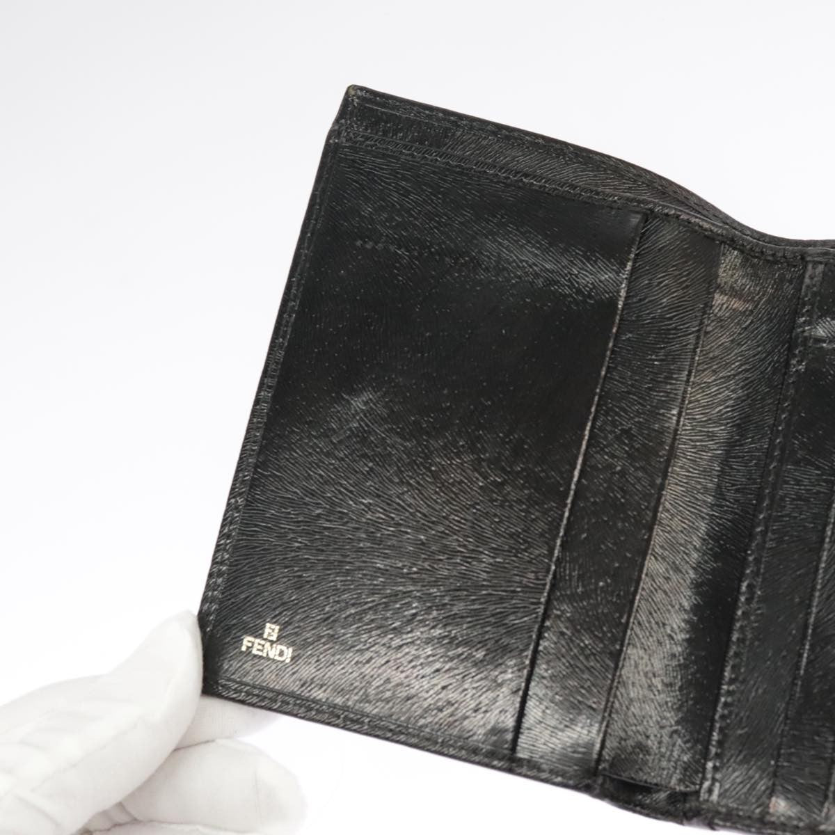 Fendi Bifold Flat Wallet Joshua Vides Printed Leather, BLACK, LEATHER, Wallets