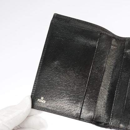 Fendi Bifold Flat Wallet Joshua Vides Printed Leather, BLACK, LEATHER, Wallets