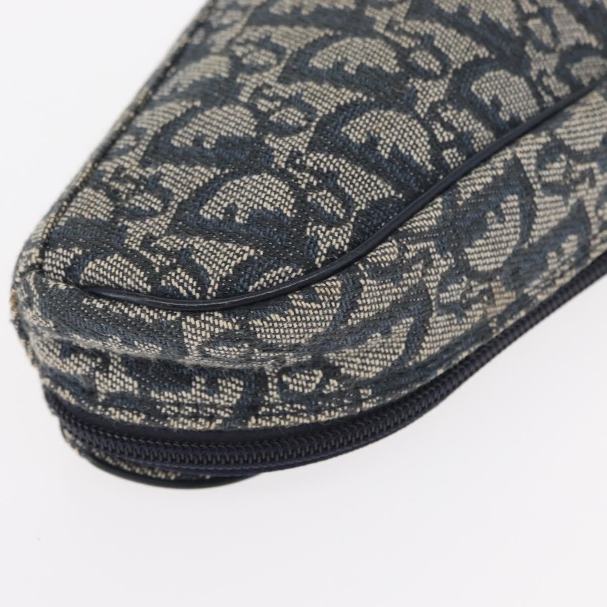 Christian Dior Saddle Zip Pouch Diorissimo Canvas, NAVY, CANVAS, Clutche & pouche