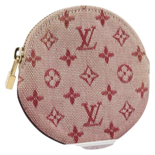 Louis Vuitton Round Coin Purse Mini Lin, RED, CANVAS, Wallets