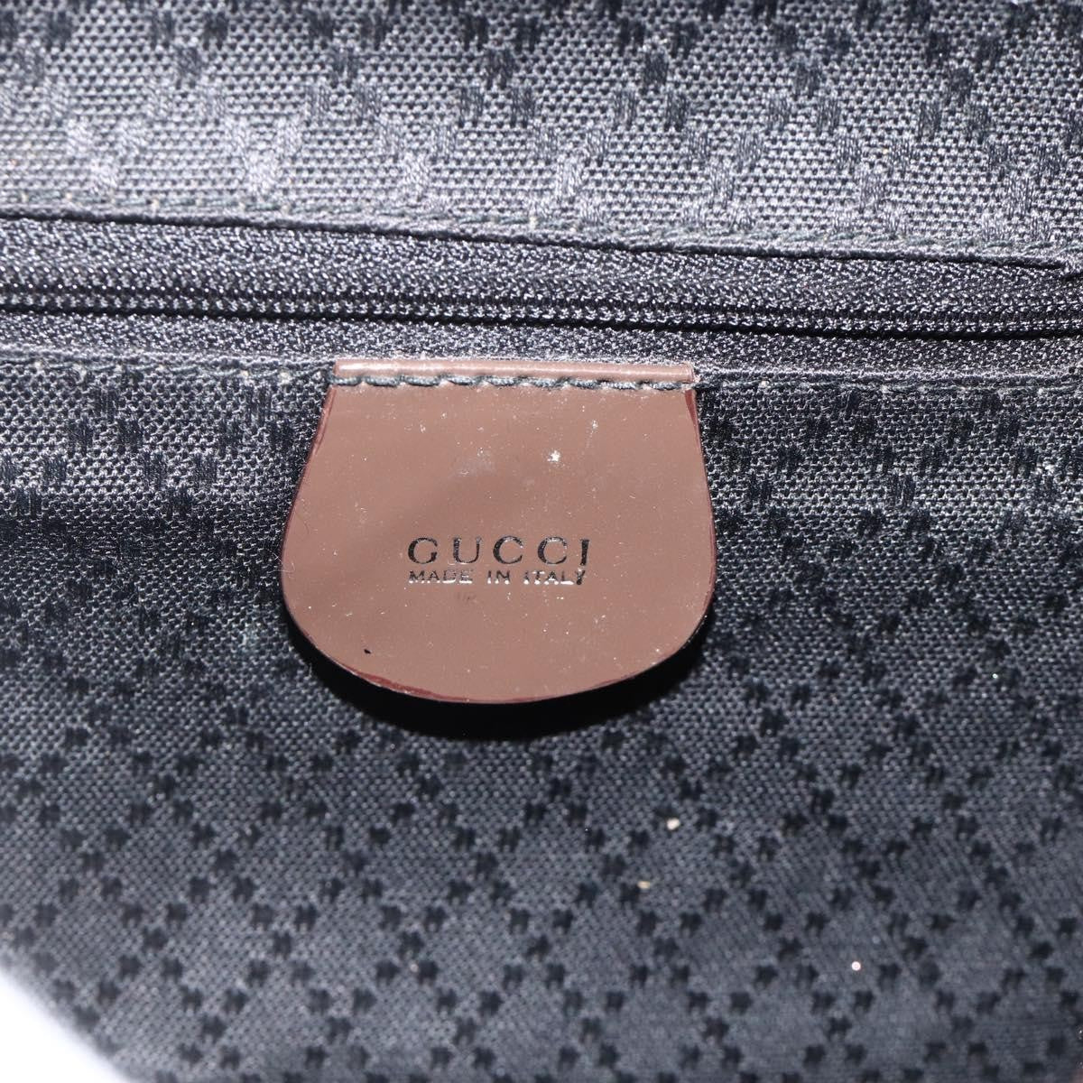 Gucci Vintage Bamboo Backpack Nylon and Patent Leather, Brown, Nylon, Backpack