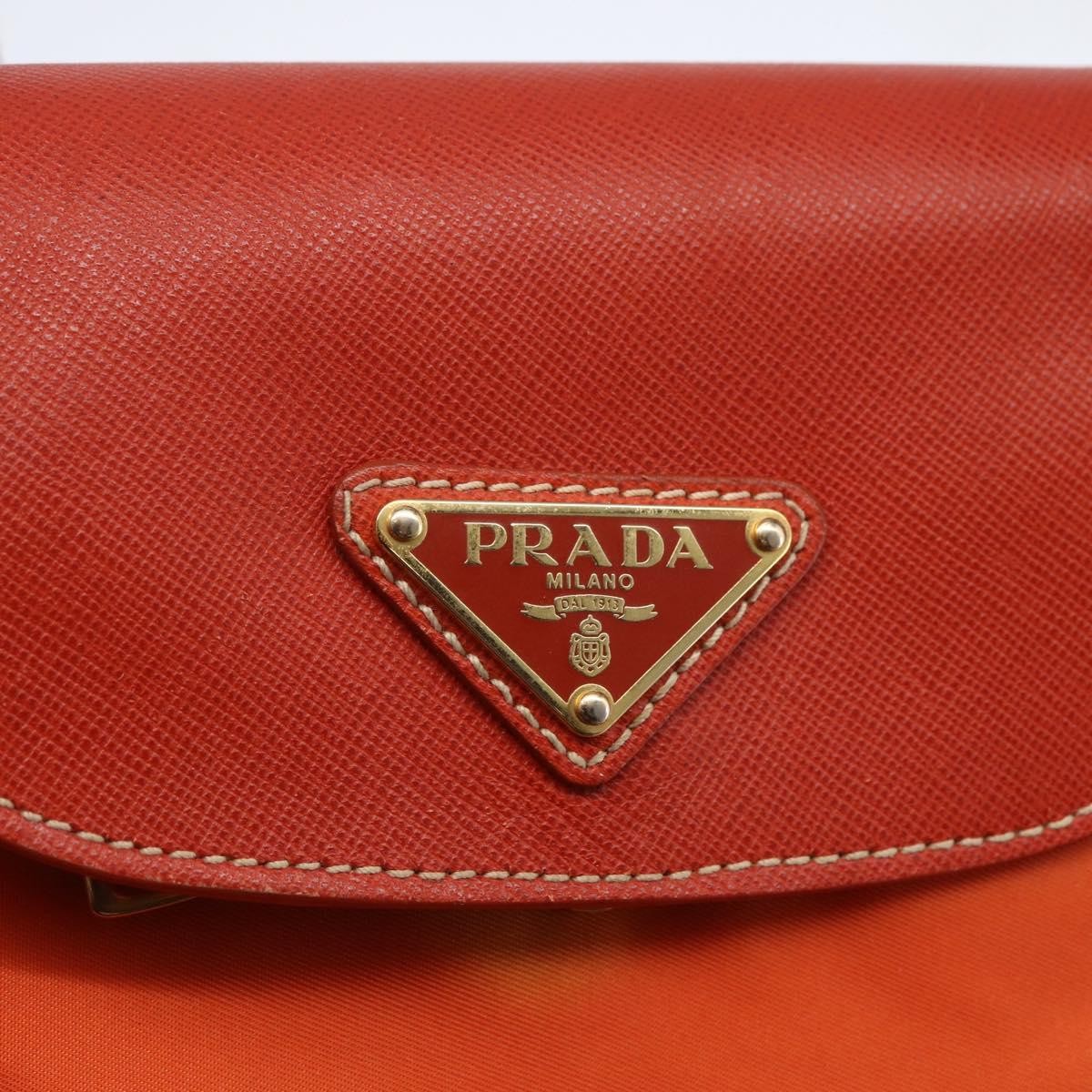Prada Convertible Flap Tote Tessuto and Saffiano Leather, Orange, Nylon, Tote Bag