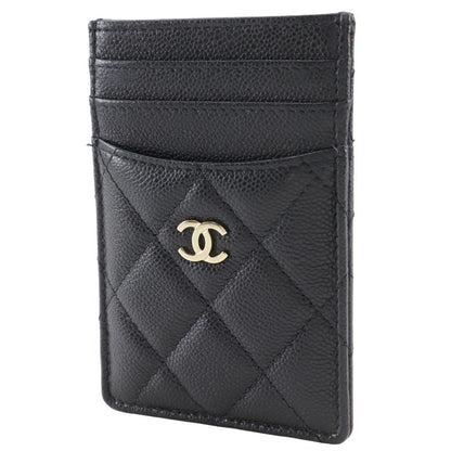 Chanel CC Card Case Quilted Caviar, BLACK, LEATHER, Card Holders