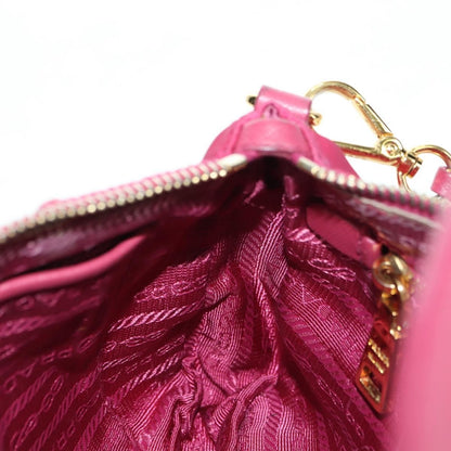 Prada Chain Crossbody Bag Tessuto and Saffiano Leather, Pink, Nylon, Shoulder Bag