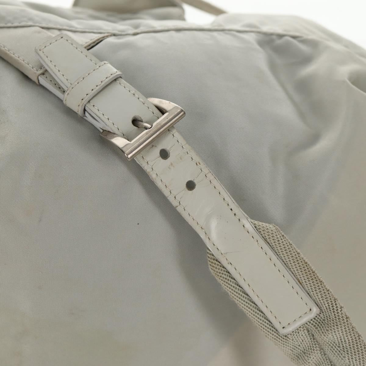 Prada Double Pocket Backpack Chain Shoulder Bag Re-Nylon, Gray, Nylon, Backpack
