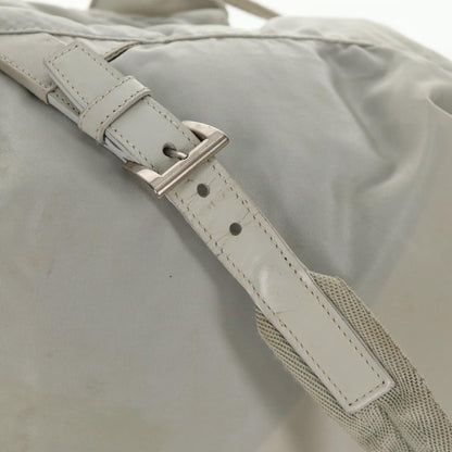Prada Double Pocket Backpack Chain Shoulder Bag Re-Nylon, Gray, Nylon, Backpack