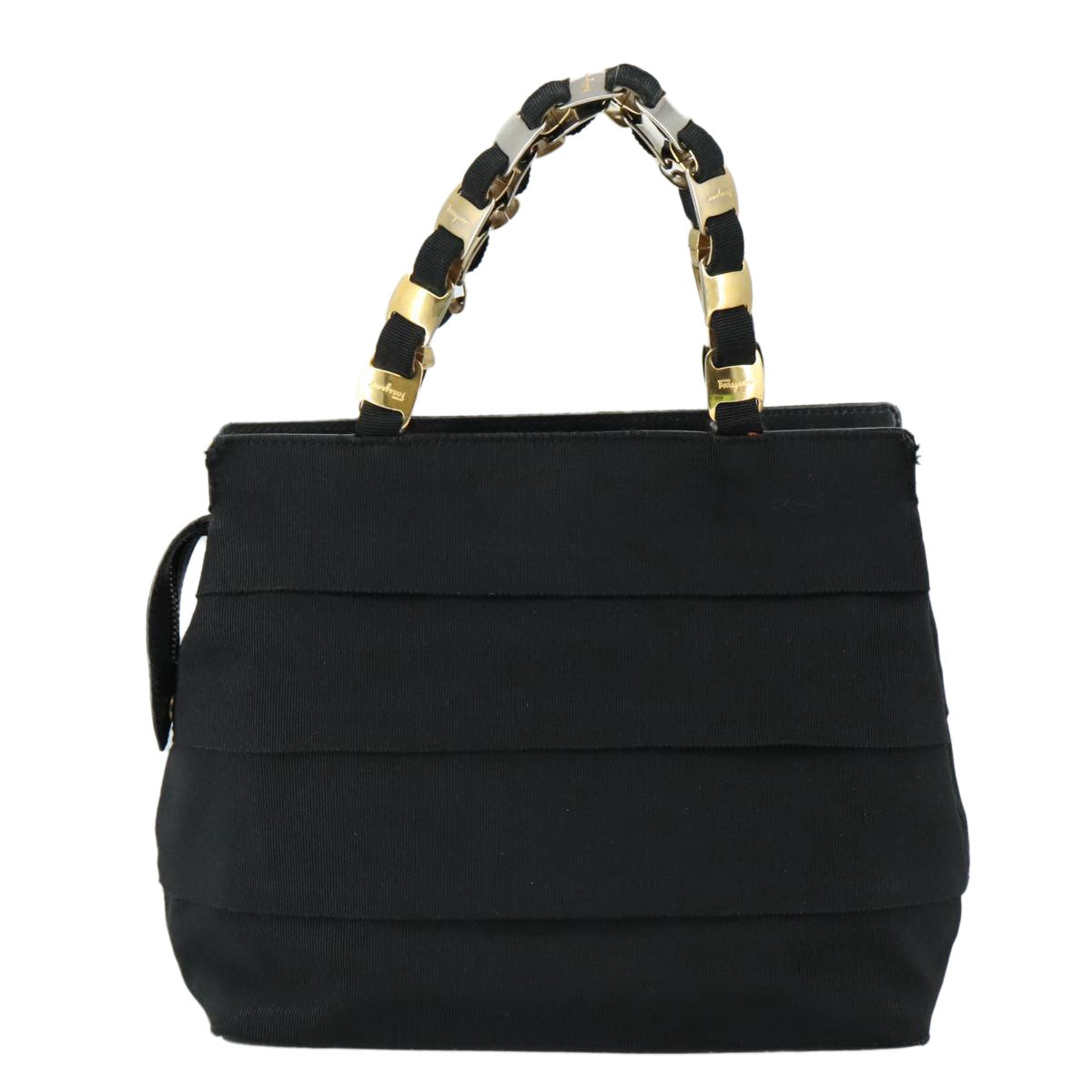 Salvatore Ferragamo Vala Handbag Canvas, BLACK, CANVAS, Handbag