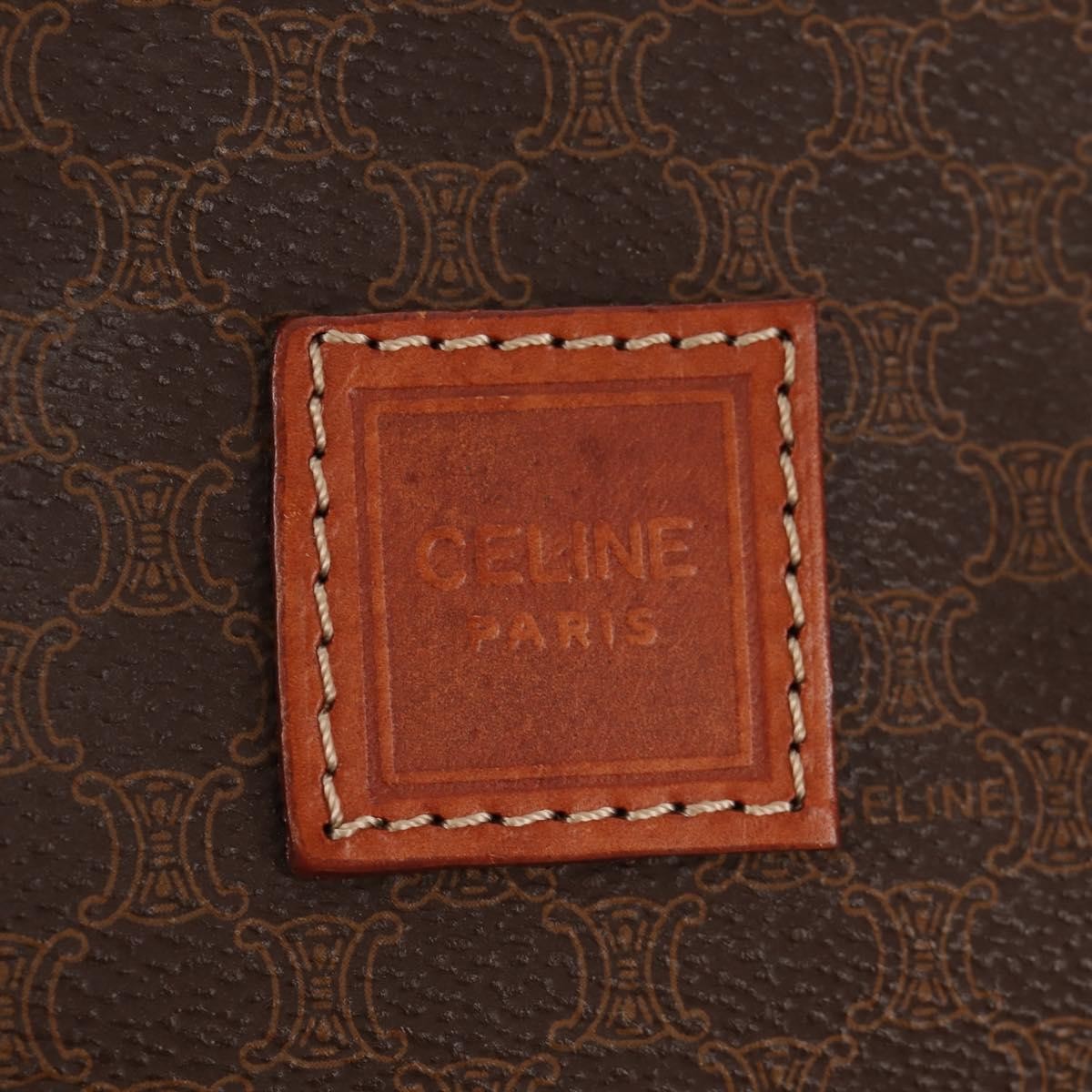 Celine Macadam Pochette Canvas and Leather, BROWN, CANVAS, Clutche & pouche