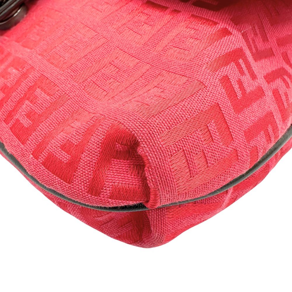 Fendi Flap Crossbody Bag Zucca Canvas, RED, CANVAS, Shoulder bag