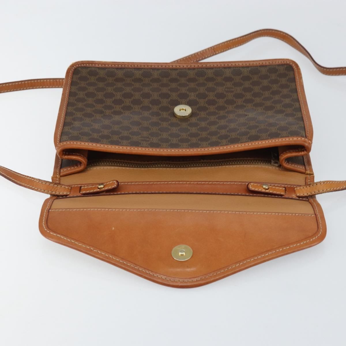 Celine Circle Logo Shoulder Bag Canvas, BROWN, CANVAS, Shoulder bag
