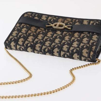 Christian Dior Vintage CD Chain Flap Shoulder Bag Diorissimo Canvas, NAVY, CANVAS, Shoulder bag