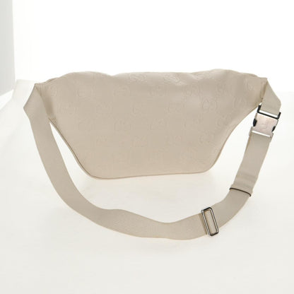 Gucci Front Pocket Belt Bag GG Embossed Perforated Leather, WHITE, CANVAS, Shoulder bag