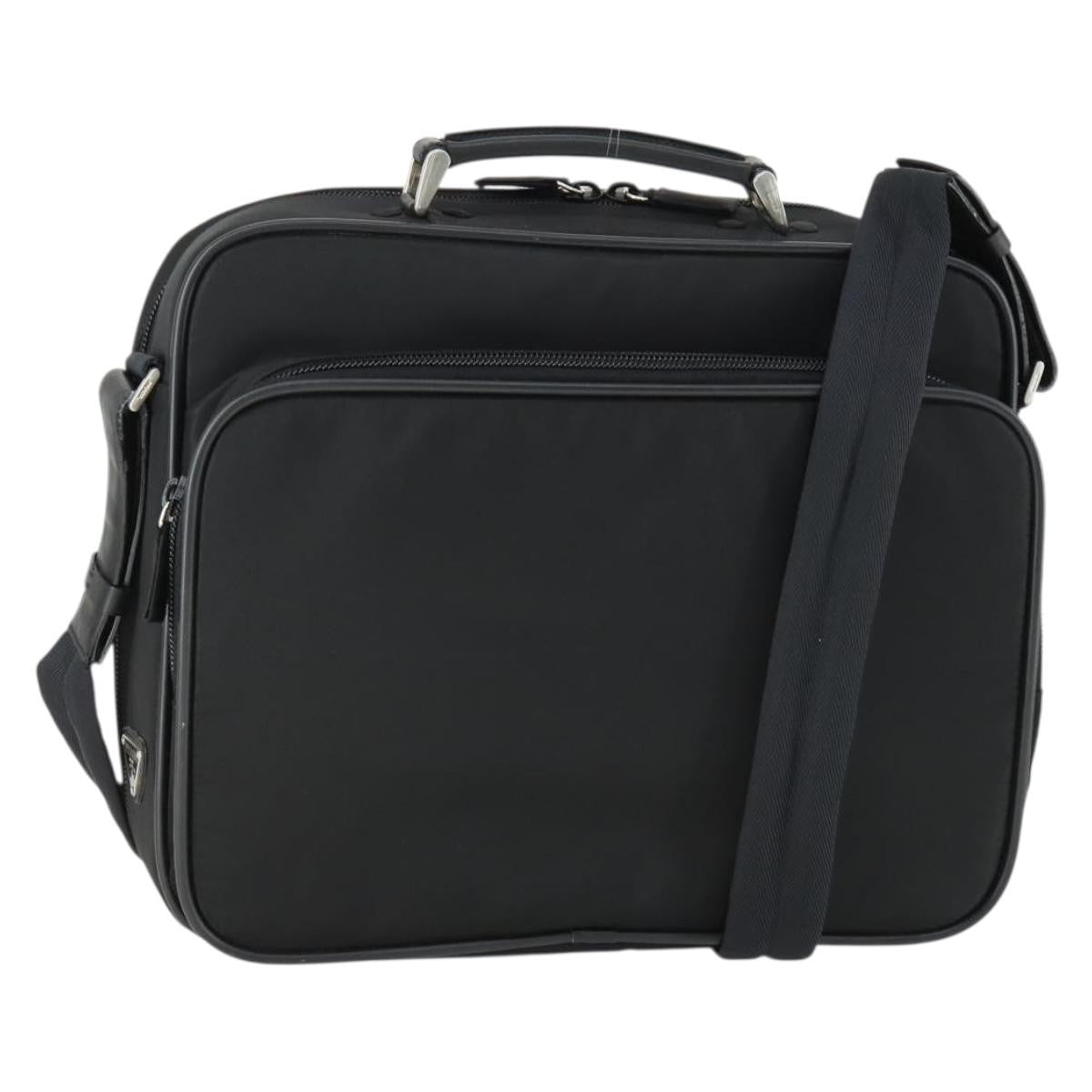 Prada Convertible Front Pocket Briefcase Tessuto with Saffiano Leather, Black, Nylon, Briefcase