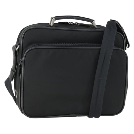 Prada Convertible Front Pocket Briefcase Tessuto with Saffiano Leather, Black, Nylon, Briefcase