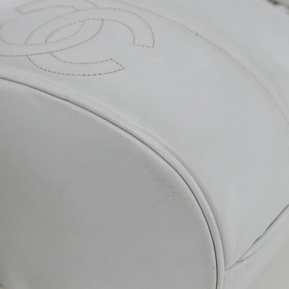 Chanel Vintage CC Drawstring Bucket Bag Caviar, WHITE, LEATHER, Shoulder bag