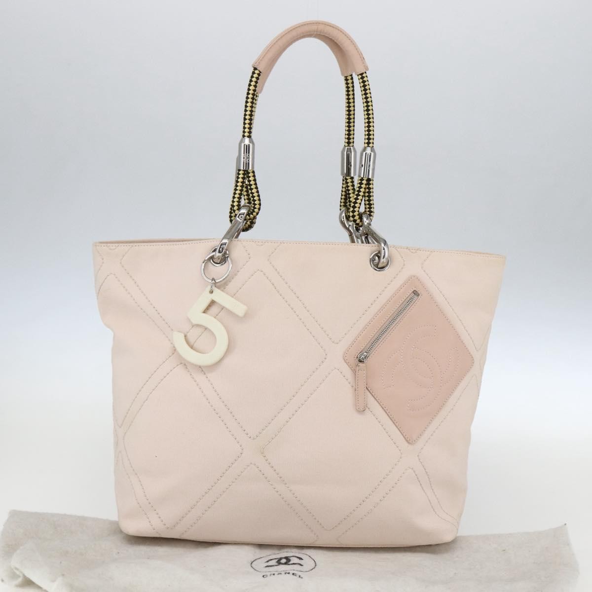Chanel Vintage Cruise Line No.5 Tote Quilted Canvas, PINK, CANVAS, Tote bag