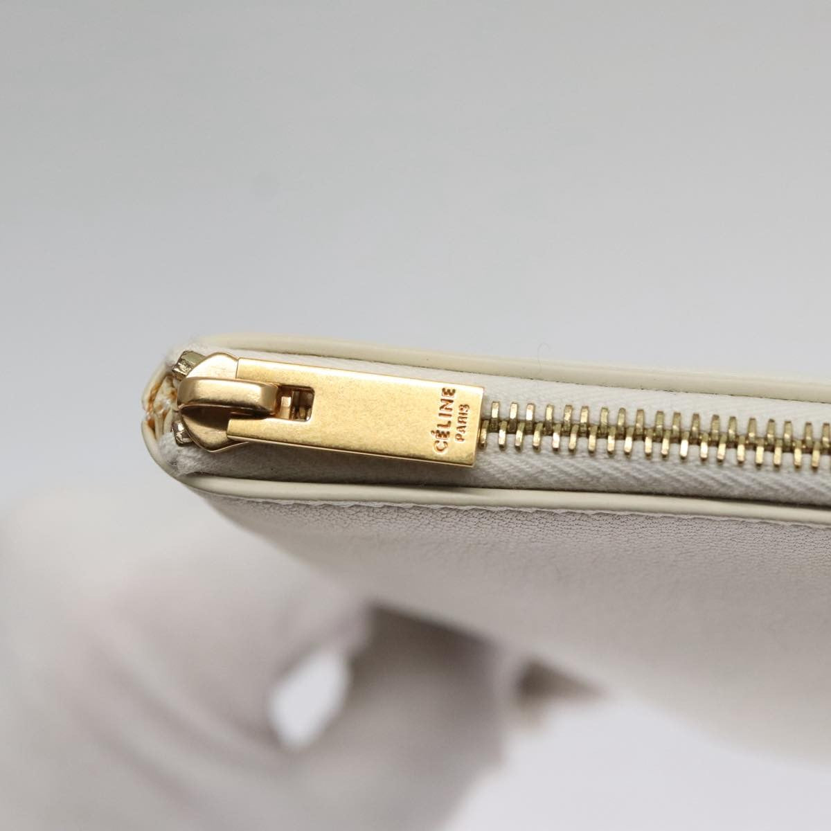 Celine Bicolor Solo Clutch Leather, GRAY, LEATHER, Clutche & pouche