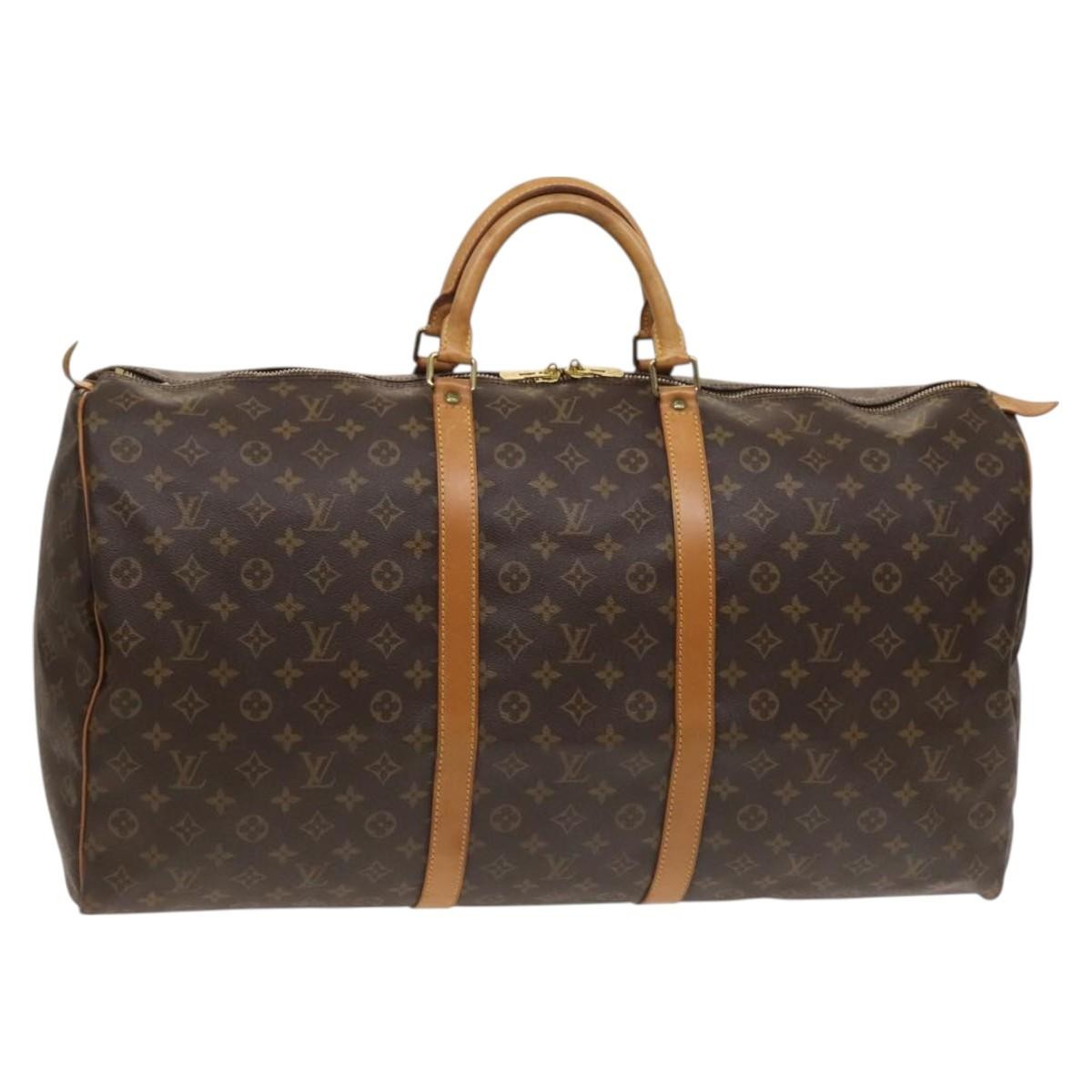 Louis Vuitton Keepall Bag Monogram Canvas, BROWN, CANVAS, Travel bag