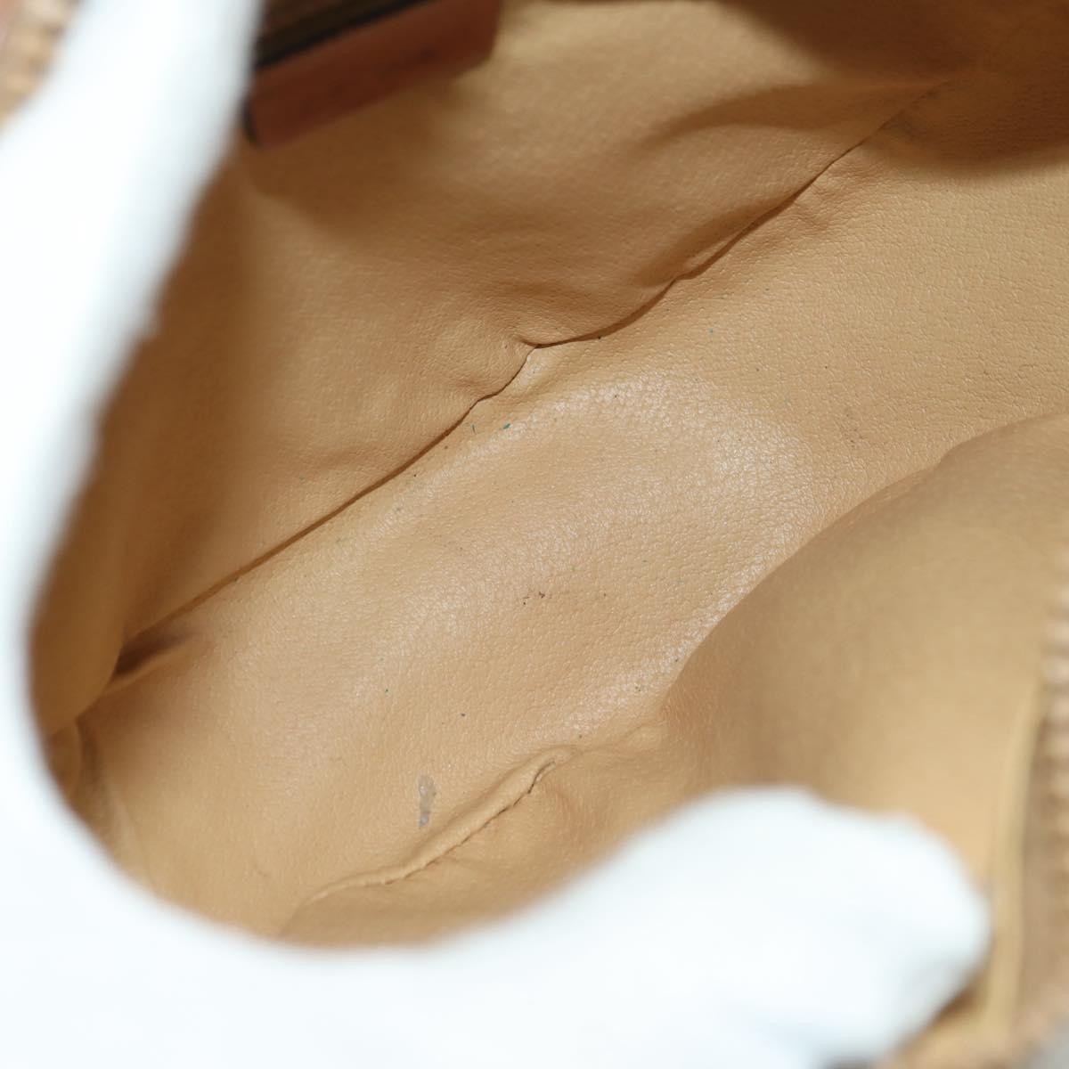 Celine Vintage Macadam Shoulder Bag Canvas and Leather, BEIGE, CANVAS, Shoulder bag