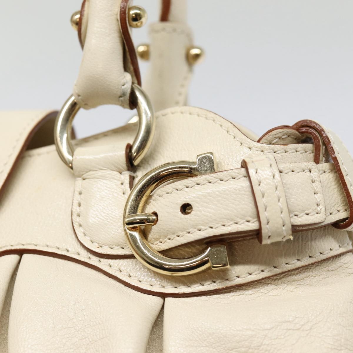 Salvatore Ferragamo Marisa Satchel Leather, WHITE, LEATHER, Handbag