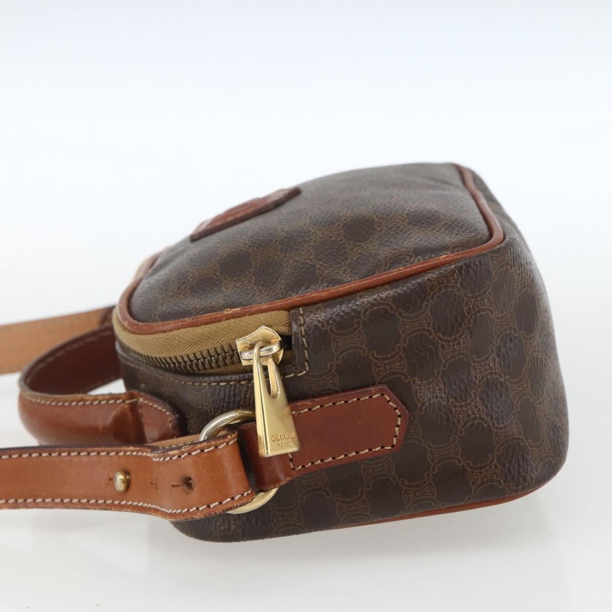Celine Vintage Macadam Handbag Canvas and Leather, BROWN, CANVAS, Shoulder bag