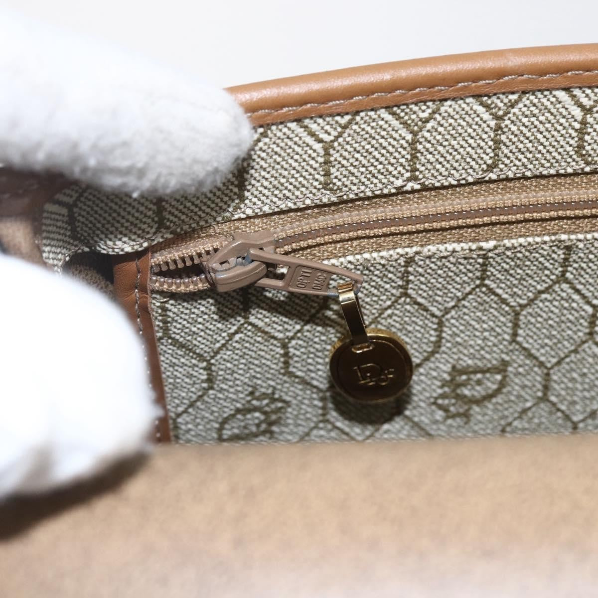 Christian Dior Vintage Honeycomb Shoulder Bag Canvas and Leather, BEIGE, CANVAS, Shoulder bag