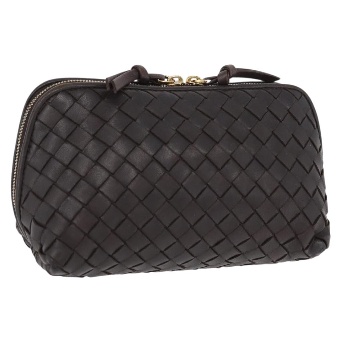 Bottega Veneta Intrecciato Leather, BROWN, LEATHER, Clutche & pouche