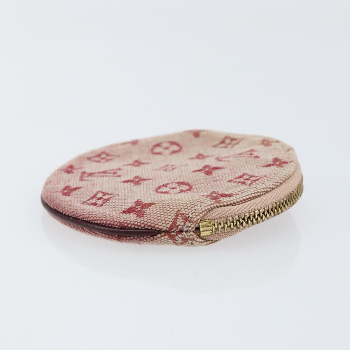 Louis Vuitton Round Coin Purse Mini Lin, RED, CANVAS, Wallets