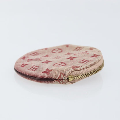 Louis Vuitton Round Coin Purse Mini Lin, RED, CANVAS, Wallets