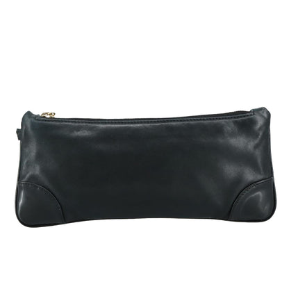 Chanel Vintage Camellia CC Wristlet Clutch Lambskin with Patent, BLACK, LEATHER, Clutche & pouche