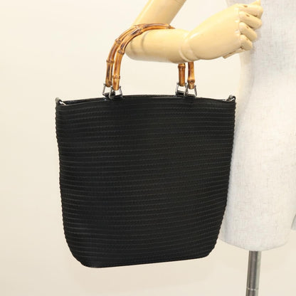 Gucci Vintage Bamboo Handle Bag Nylon, BLACK, NYLON, Handbag