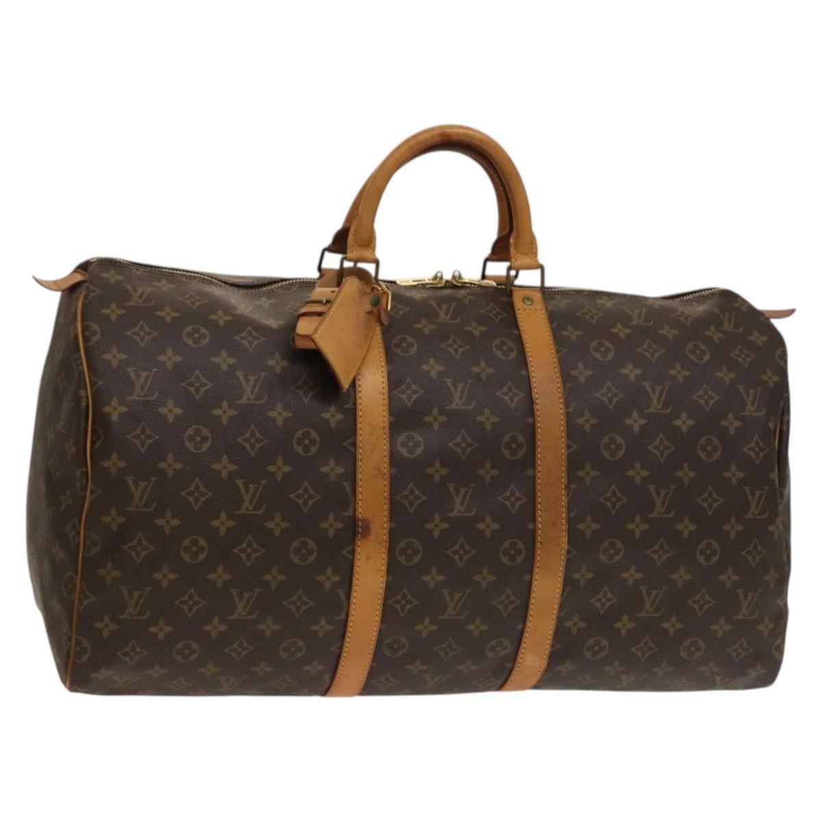 Louis Vuitton Keepall Bag Monogram Canvas, BROWN, CANVAS, Travel bag