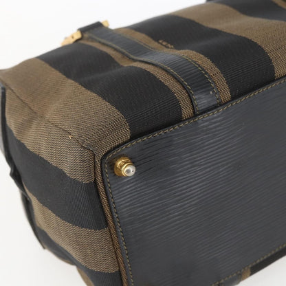 Fendi Vintage Pequin Convertible Boston Bag Coated Canvas, BROWN, CANVAS, Travel bag