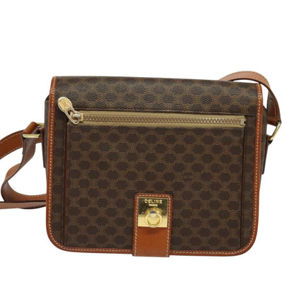 Celine Vintage Macadam Shoulder Bag Canvas and Leather, Brown, Canvas, Shoulder Bag