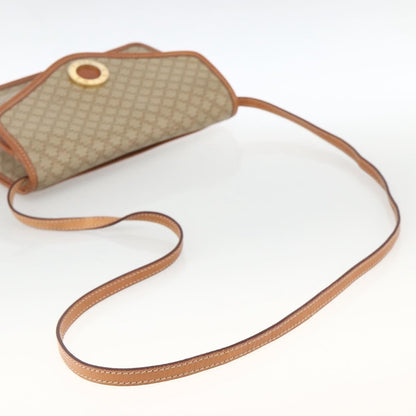 Celine Vintage Macadam Circle Logo Shoulder Bag Canvas and Leather, Beige, Canvas, Shoulder Bag