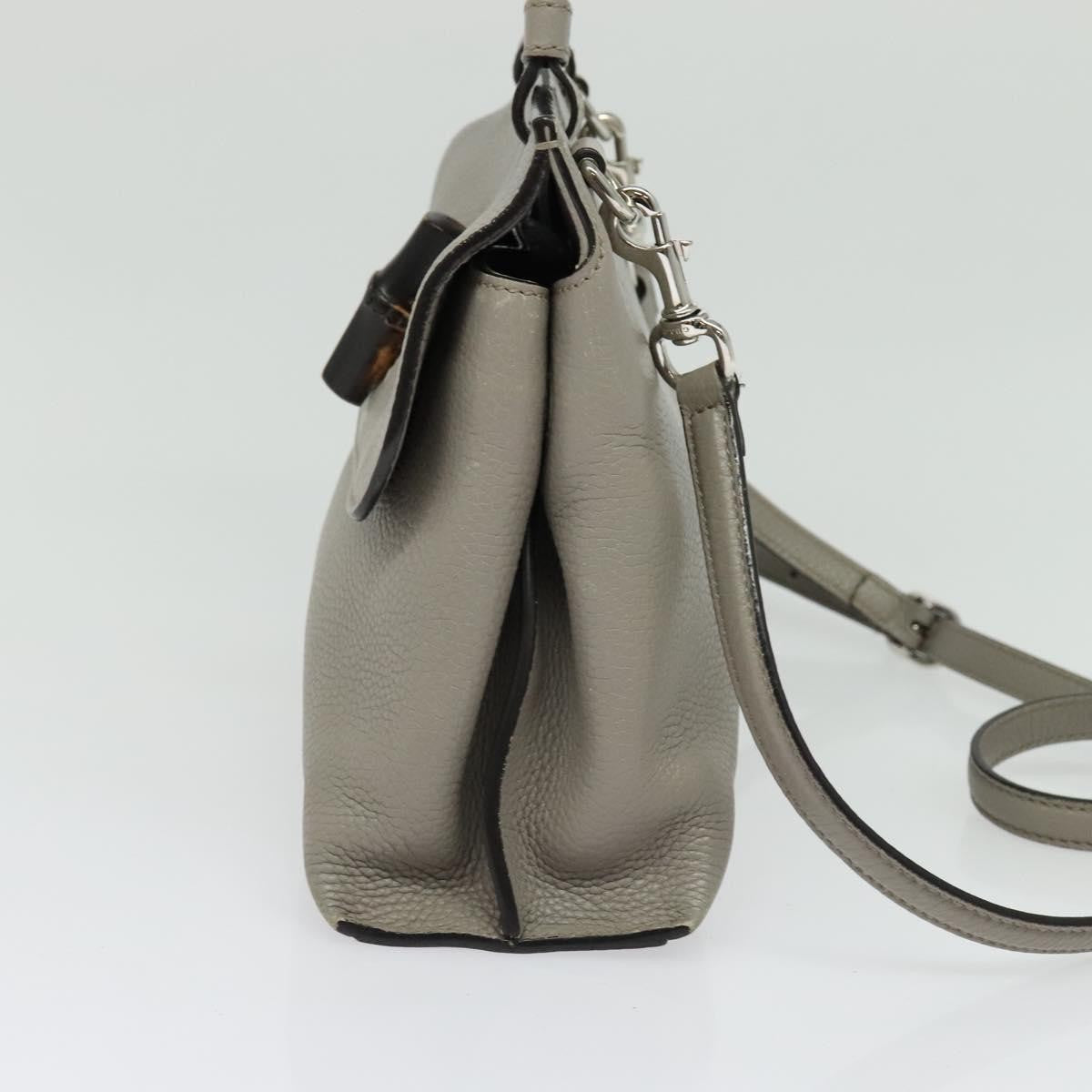 Gucci Bamboo Daily Top Handle Bag Leather, GRAY, LEATHER, Handbag