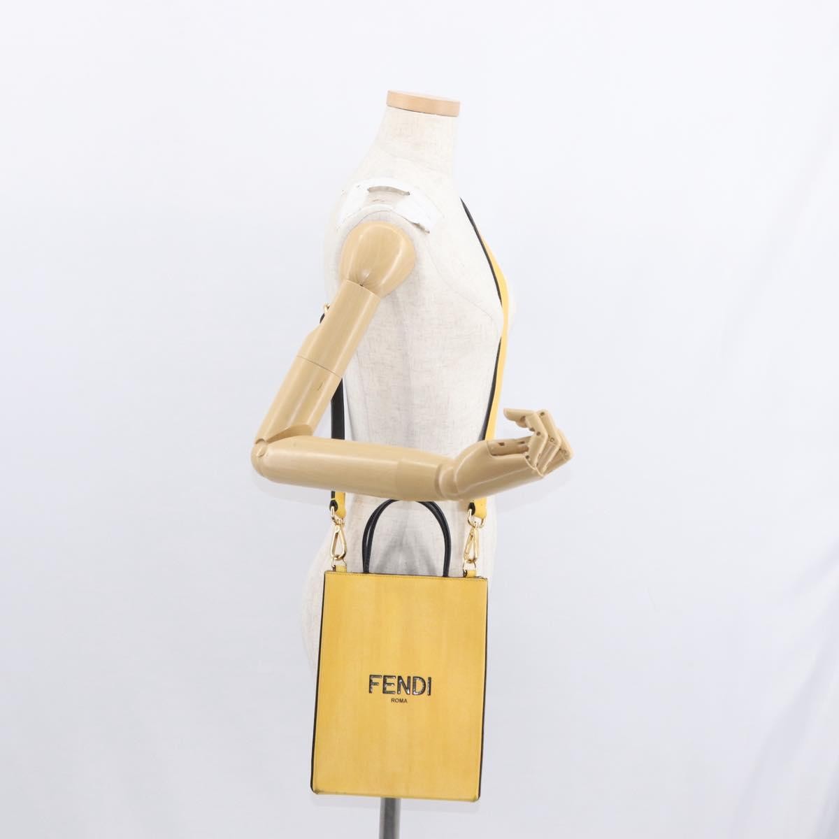 Fendi Pack Shopping Tote Leather, YELLOW, LEATHER, Handbag