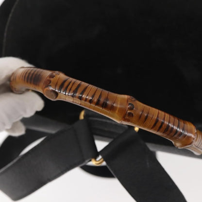 Gucci Vintage Bamboo Backpack Suede, BLACK, SUEDE, Backpack