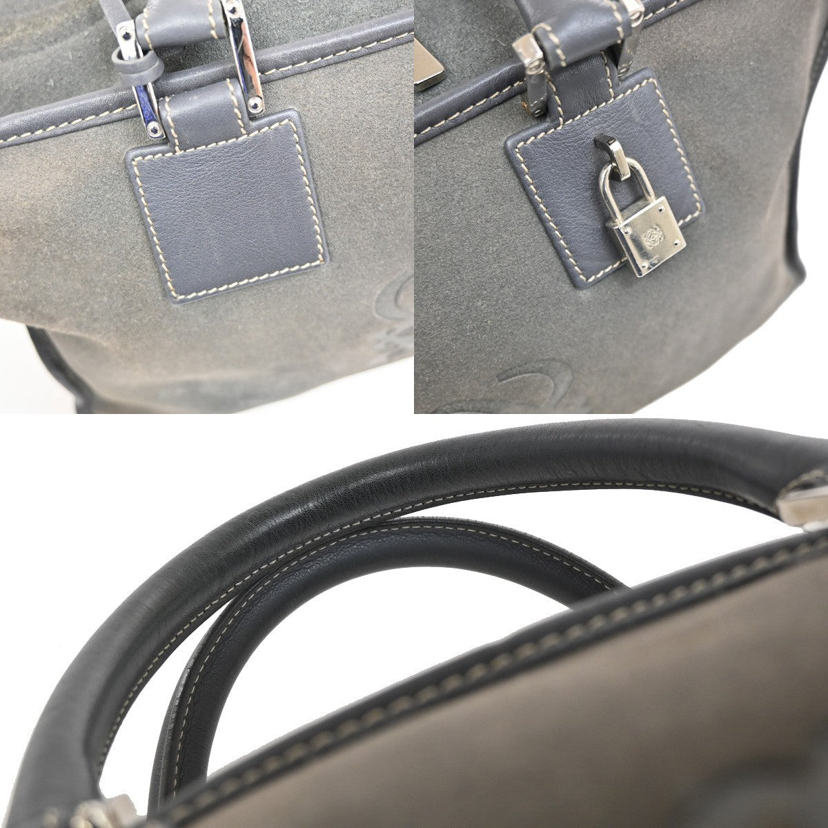 Loewe Amazona Bag Suede, GRAY, SUEDE, Handbag